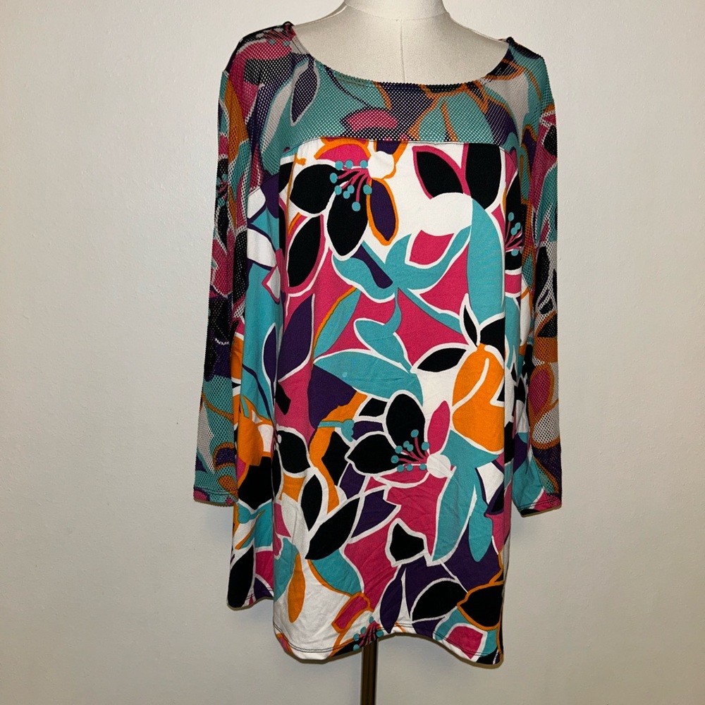 Nwot Ruby Rd. Netted Accent Top - image 1